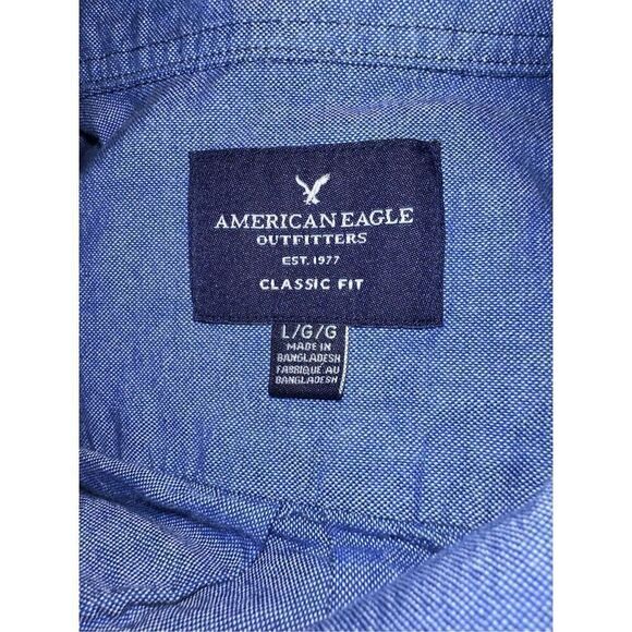 American Eagle Classic Fit Blue Button up Long Sleeve Men size Large - Picture 4 of 4